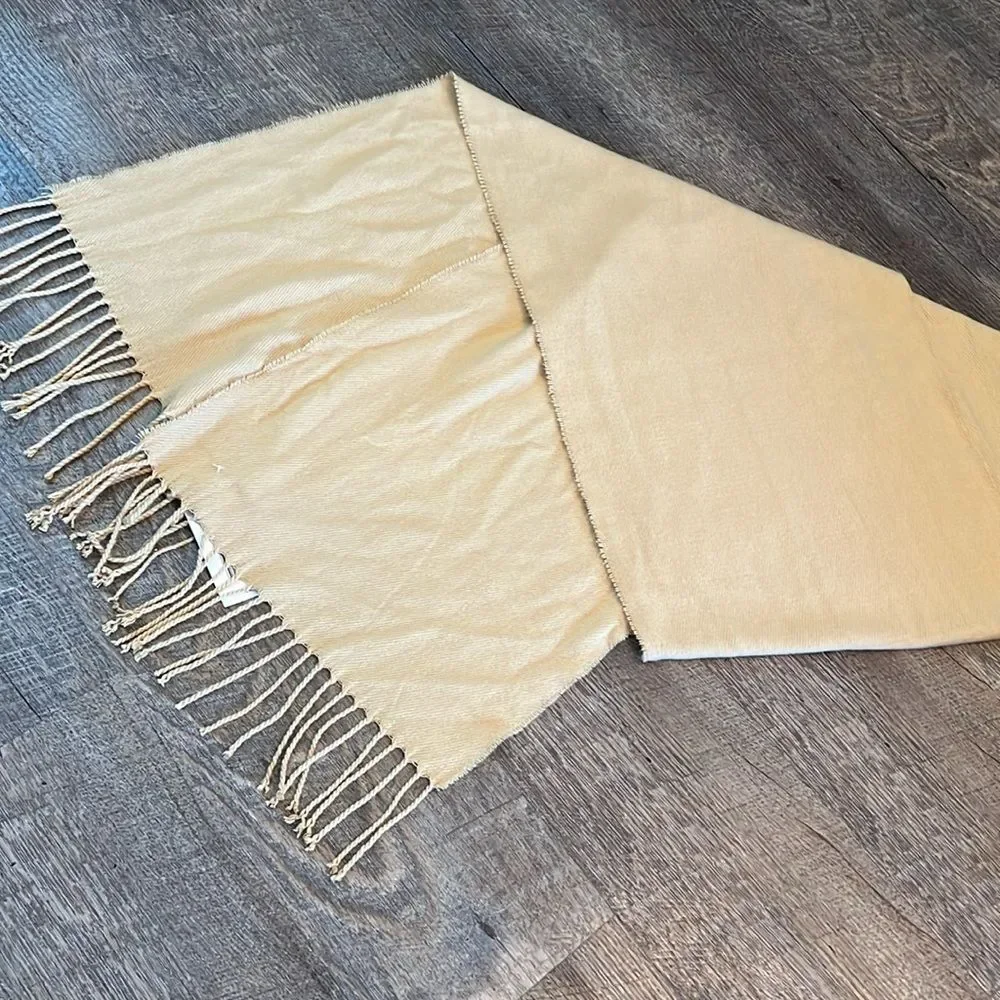 D&Y Camel Beige Soft Cashmere Feel Fringe Scarf 67” Cozy Winter Wrap